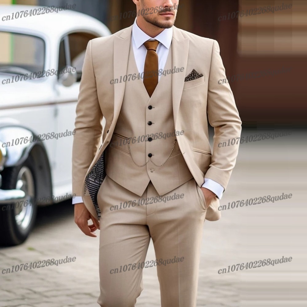 새로운 정장 아이보리 남성 정장 웨딩 파티 신랑 정장  - Formal Wear Jersey For Men 리뷰 및 가격