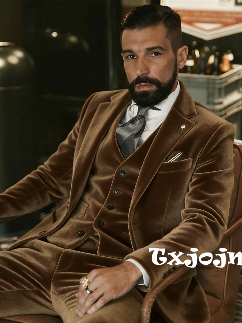 남성 벨벳 정장 3피스 댄스 파티복 노치드 라펠 남성  - Formal Wear For Men In Wedding 리뷰 및 가격