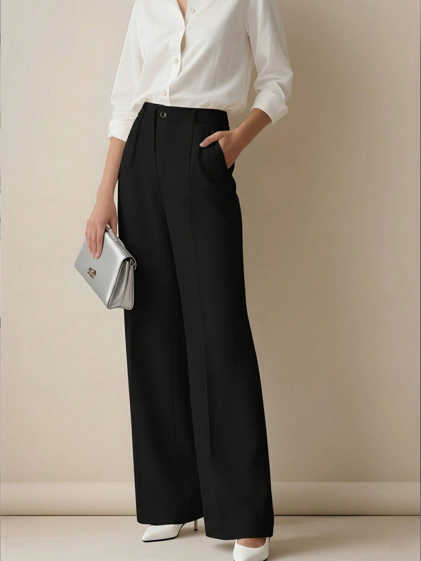 여성 하이웨이스트 와이드 레그 드레스 팬츠 앞면 심 디 - Dress Pant Flat Front 리뷰 및 가격