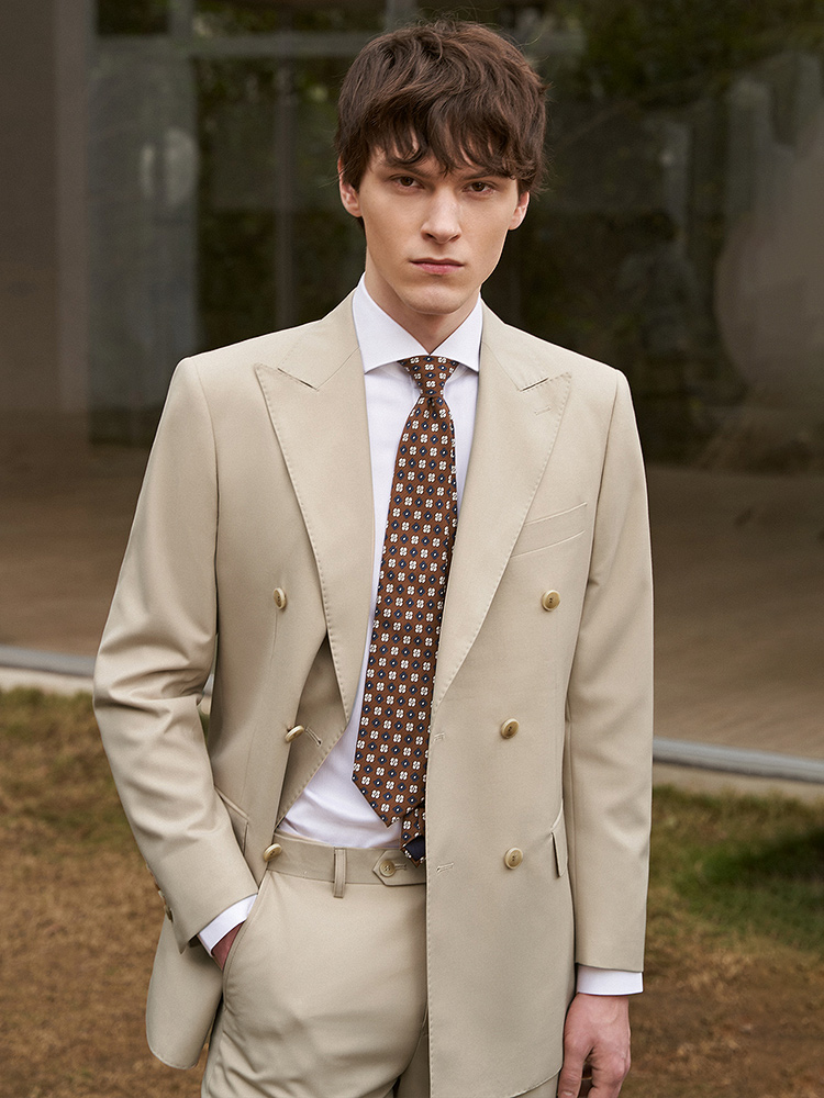 30% 울 남성 정장 세트 블레이저 팬츠 더블 브레스티 - Khaki Formal Wear Men 리뷰 및 가격