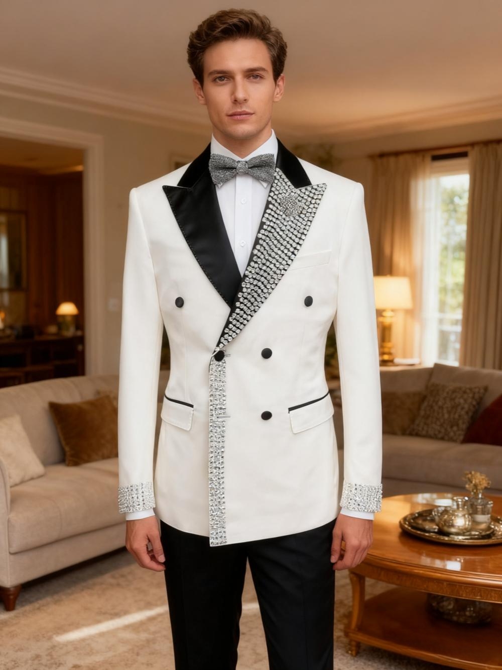 화려한 명품 비즈 장식 남성 슬림핏 정장 2피스 약혼  - Men'S Formal Wear For Engagement 리뷰 및 가격